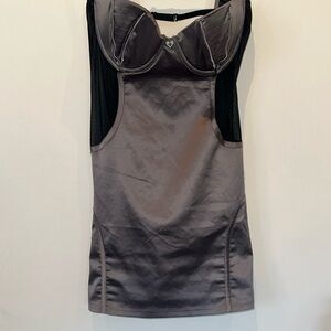 Black heart mesh zipper corset